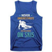 Ski Winter Skiing Never Underestimate An Old On Skis Gift Tank Top