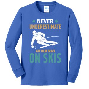 Ski Winter Skiing Never Underestimate An Old On Skis Gift Kids Long Sleeve Shirt