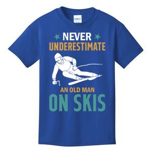 Ski Winter Skiing Never Underestimate An Old On Skis Gift Kids T-Shirt