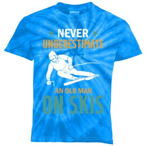 Ski Winter Skiing Never Underestimate An Old On Skis Gift Kids Tie-Dye T-Shirt