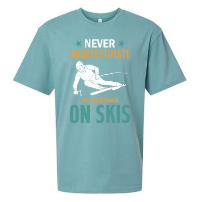 Ski Winter Skiing Never Underestimate An Old On Skis Gift Sueded Cloud Jersey T-Shirt