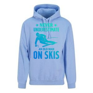 Ski Winter Skiing Never Underestimate An Old On Skis Gift Unisex Surf Hoodie