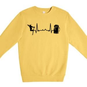 Skiing Winter Sports Great Gift Heartbeat Ekg Skier Ski Skiing Gift Premium Crewneck Sweatshirt