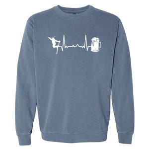 Skiing Winter Sports Great Gift Heartbeat Ekg Skier Ski Skiing Gift Garment-Dyed Sweatshirt