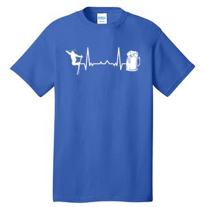 Skiing Winter Sports Great Gift Heartbeat Ekg Skier Ski Skiing Gift Tall T-Shirt