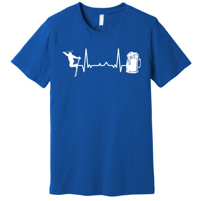 Skiing Winter Sports Great Gift Heartbeat Ekg Skier Ski Skiing Gift Premium T-Shirt