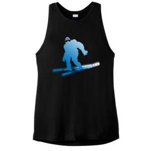 Ski Winter Sports Sasquatch Cryptozoology Skiing Bigfoot Gift Ladies PosiCharge Tri-Blend Wicking Tank