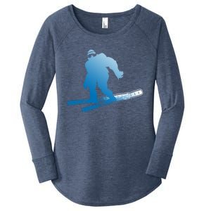 Ski Winter Sports Sasquatch Cryptozoology Skiing Bigfoot Gift Women's Perfect Tri Tunic Long Sleeve Shirt