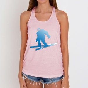 Ski Winter Sports Sasquatch Cryptozoology Skiing Bigfoot Gift Women's Knotted Racerback Tank