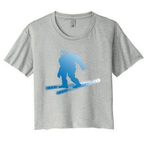 Ski Winter Sports Sasquatch Cryptozoology Skiing Bigfoot Gift Women's Crop Top Tee