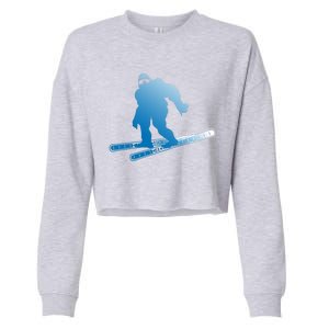 Ski Winter Sports Sasquatch Cryptozoology Skiing Bigfoot Gift Cropped Pullover Crew