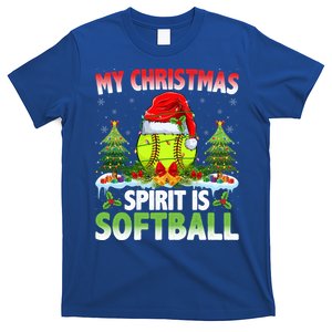 Softball Wearing Santa Hat My Christmas Spirit Is Softball Great Gift T-Shirt