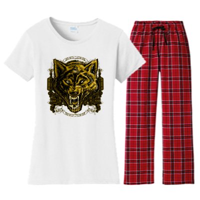 Scary Wolf Women's Flannel Pajama Set