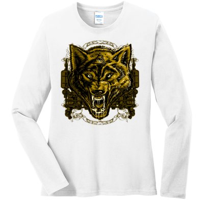 Scary Wolf Ladies Long Sleeve Shirt