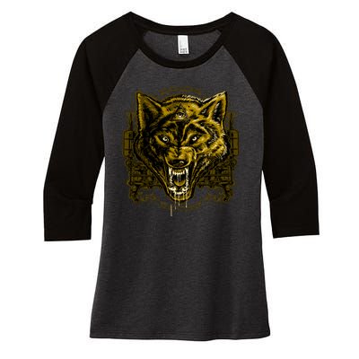 Scary Wolf Women's Tri-Blend 3/4-Sleeve Raglan Shirt