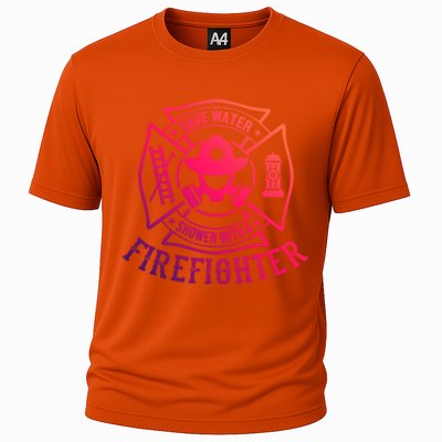 Save Water Shower With A Firefighter Gift Funny Firefighter Gift Cooling Performance Crew T-Shirt