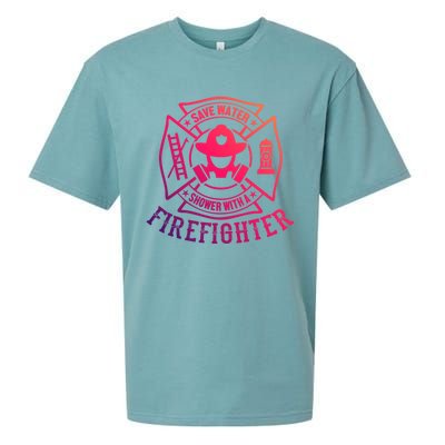 Save Water Shower With A Firefighter Gift Funny Firefighter Gift Sueded Cloud Jersey T-Shirt