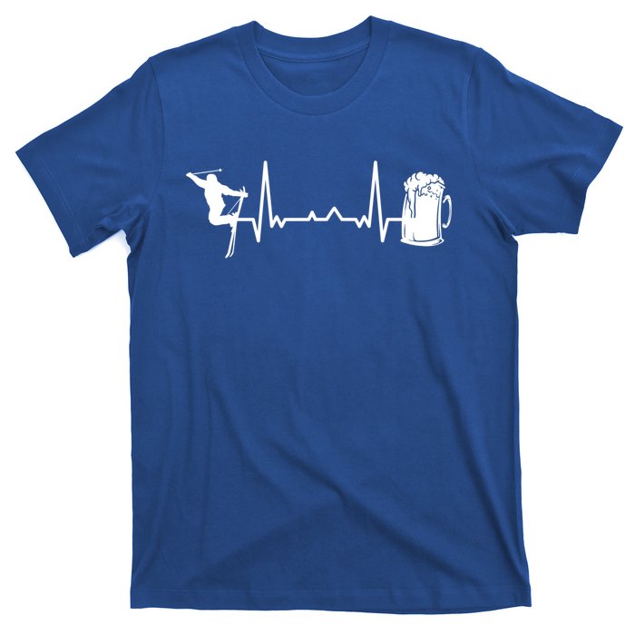 Skiing Winter Sports Heartbeat Ekg Skier Ski Skiing Gift T-Shirt