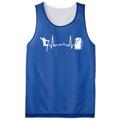 Skiing Winter Sports Heartbeat Ekg Skier Ski Skiing Gift Mesh Reversible Basketball Jersey Tank