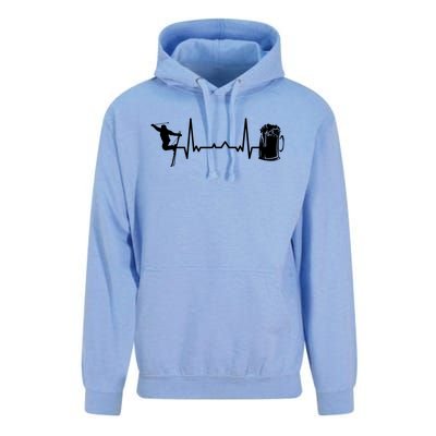 Skiing Winter Sports Heartbeat Ekg Skier Ski Skiing Gift Unisex Surf Hoodie