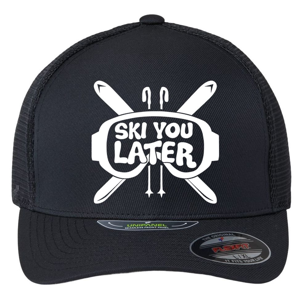 Skiing Winter Sports Meaningful Gift Skier Ski Mountains Skiing Cute Gift Flexfit Unipanel Trucker Cap