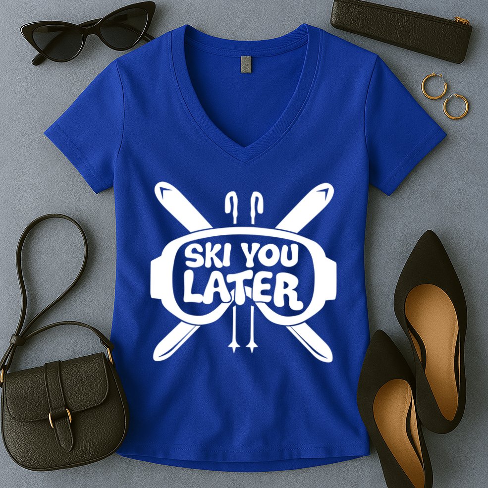 Skiing Winter Sports Meaningful Gift Skier Ski Mountains Skiing Cute Gift Women's V-Neck T-Shirt