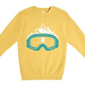 Skiing Winter Sports Gift Skier Ski Mountains Skiing Cute Gift Premium Crewneck Sweatshirt