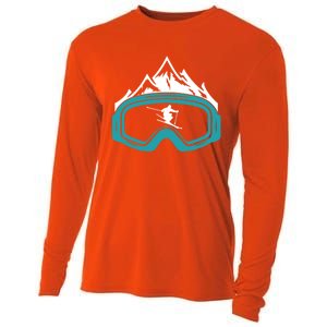 Skiing Winter Sports Gift Skier Ski Mountains Skiing Cute Gift Cooling Performance Long Sleeve Crew