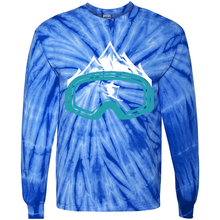 Skiing Winter Sports Gift Skier Ski Mountains Skiing Cute Gift Tie-Dye Long Sleeve Shirt