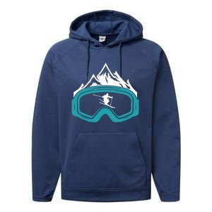 Skiing Winter Sports Gift Skier Ski Mountains Skiing Cute Gift Performance Fleece Hoodie