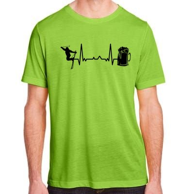 Skiing Winter Sports Heartbeat Ekg Skier Ski Skiing Gift Adult ChromaSoft Performance T-Shirt