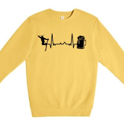 Skiing Winter Sports Heartbeat Ekg Skier Ski Skiing Gift Premium Crewneck Sweatshirt