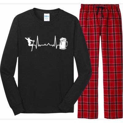 Skiing Winter Sports Heartbeat Ekg Skier Ski Skiing Gift Long Sleeve Pajama Set