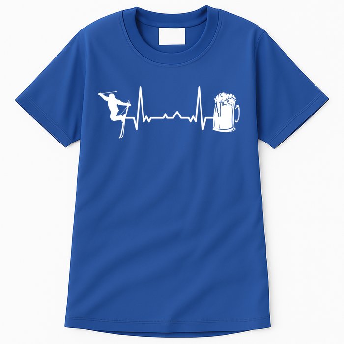 Skiing Winter Sports Heartbeat Ekg Skier Ski Skiing Gift Tall T-Shirt