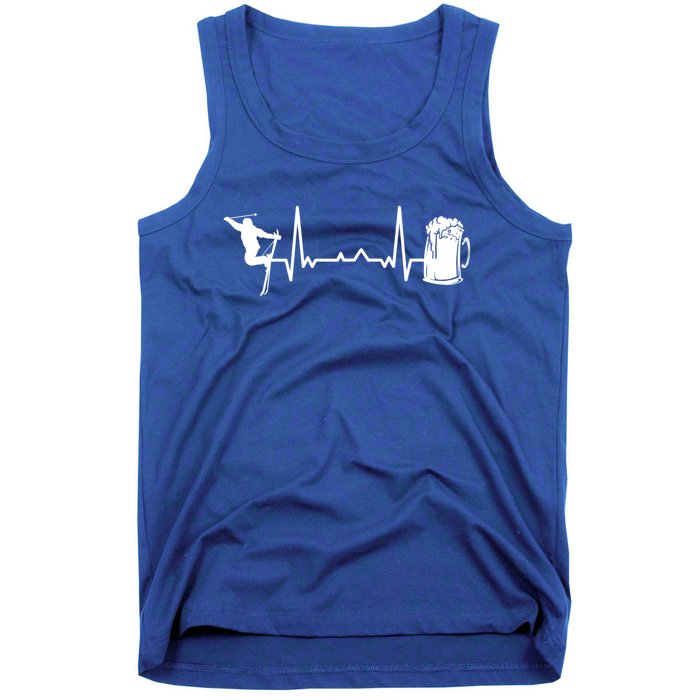 Skiing Winter Sports Heartbeat Ekg Skier Ski Skiing Gift Tank Top