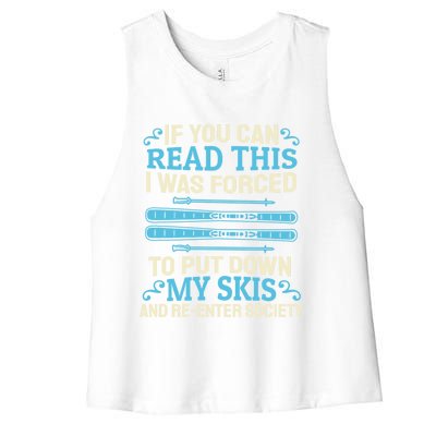 Skiing Winter Sports Hobby Great Gift Snow Skier Ski Mountains Skiing Gift Women's Racerback Cropped Tank