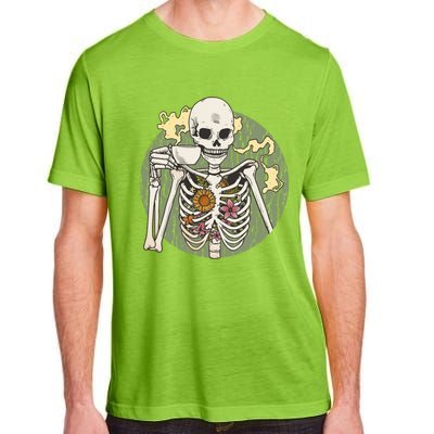 Skeleton With Steaming Cup Of Coffee Cool Gift Adult ChromaSoft Performance T-Shirt