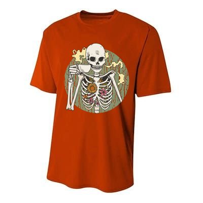 Skeleton With Steaming Cup Of Coffee Cool Gift Performance Sprint T-Shirt