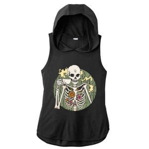 Skeleton With Steaming Cup Of Coffee Cool Gift Ladies PosiCharge Tri-Blend Wicking Draft Hoodie Tank