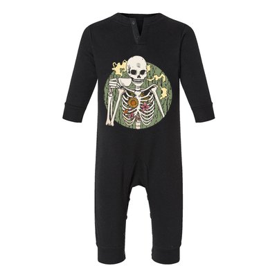 Skeleton With Steaming Cup Of Coffee Cool Gift Infant Fleece One Piece