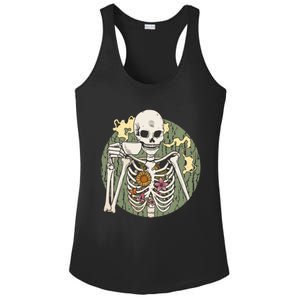 Skeleton With Steaming Cup Of Coffee Cool Gift Ladies PosiCharge Competitor Racerback Tank