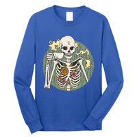 Skeleton With Steaming Cup Of Coffee Cool Gift Long Sleeve Shirt