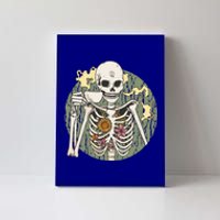 Skeleton With Steaming Cup Of Coffee Cool Gift Canvas