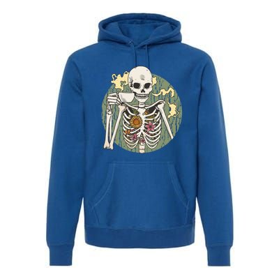 Skeleton With Steaming Cup Of Coffee Cool Gift Premium Hoodie