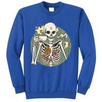 Skeleton With Steaming Cup Of Coffee Cool Gift Tall Sweatshirt