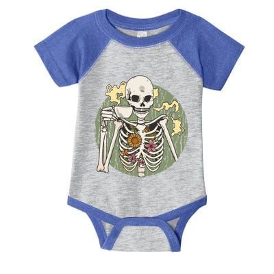 Skeleton With Steaming Cup Of Coffee Cool Gift Infant Baby Jersey Bodysuit