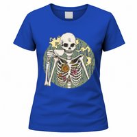 Skeleton With Steaming Cup Of Coffee Cool Gift Women's T-Shirt