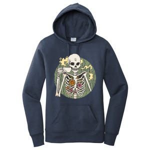 Skeleton With Steaming Cup Of Coffee Cool Gift Women's Pullover Hoodie