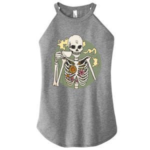 Skeleton With Steaming Cup Of Coffee Cool Gift Women's Perfect Tri Rocker Tank