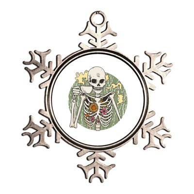 Skeleton With Steaming Cup Of Coffee Cool Gift Metallic Star Ornament